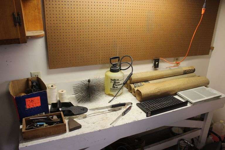 Wall Paper, String, Tools, Sprayer, Flue Brush, and Misc image