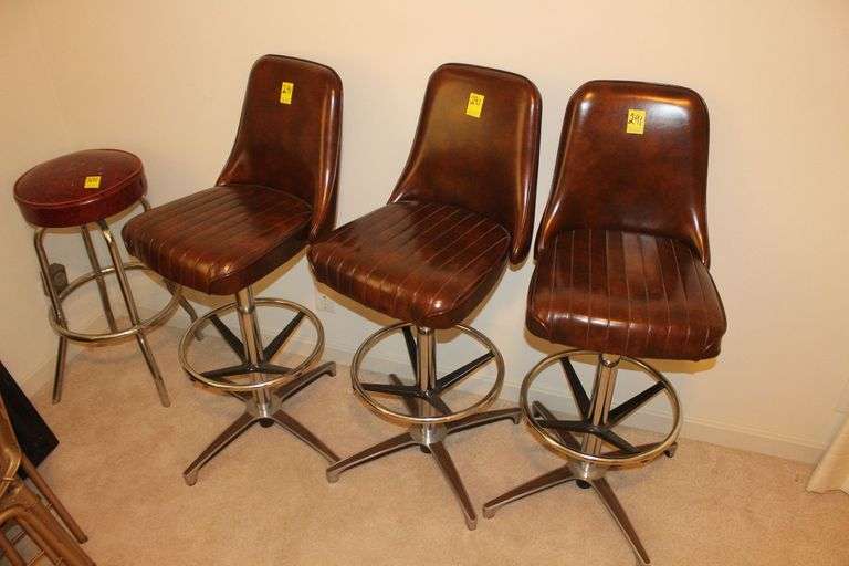 (3) Cushioned Back Barstools and Barstool image