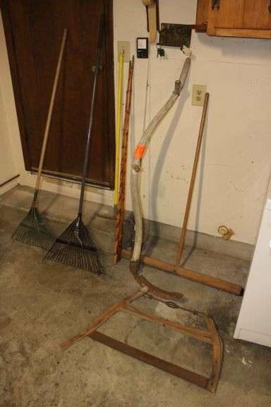 Hand Tools, Fishing Poles, Broom, and Rake image