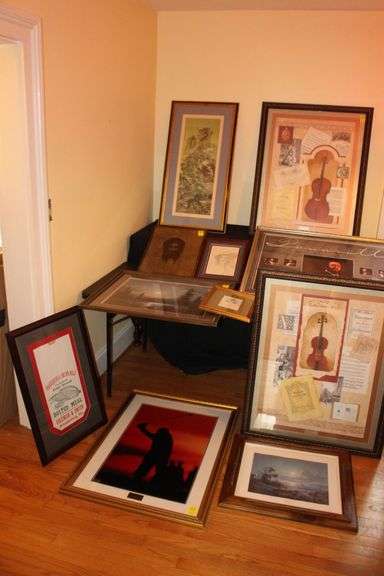 Various Sized Framed Prints, Picture Frames, Framed Brandenburg and Doe Run Mills Feed Bag, and Wall Decor image