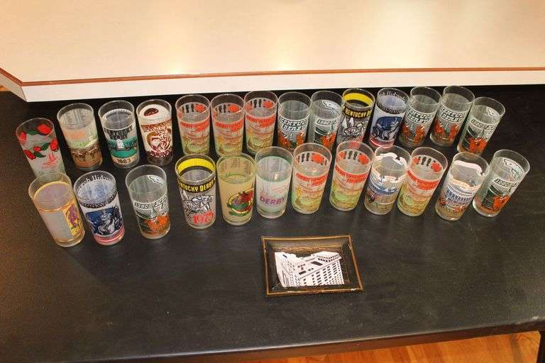 Kentucky Derby Glasses and Ash Tray image