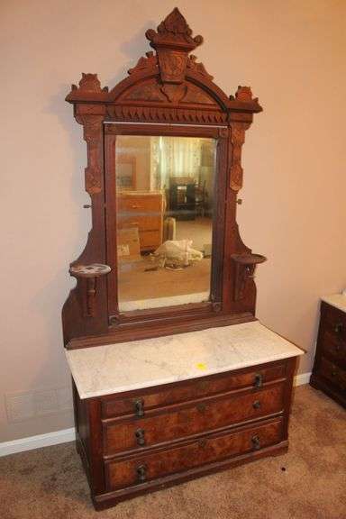 Marble Top Dresser with Mirror image