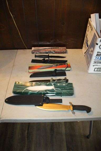 Arapaho Bowie Knife and Sheath, Tac Xtreme Fixed Blade Knife and Sheath, and Combat Ranger 2 Fixed Blade Knife and Sheath image