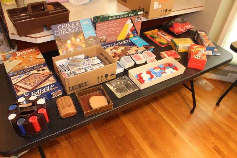 Poker Chips, Cards, Crayons, Board Games, Ash Trays, and Misc. image