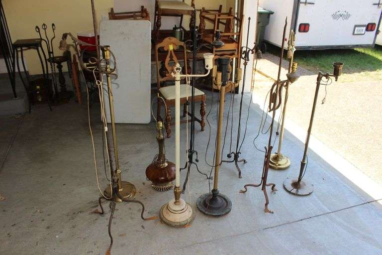 (9) Vintage Pole Lamps and Table Lamp image