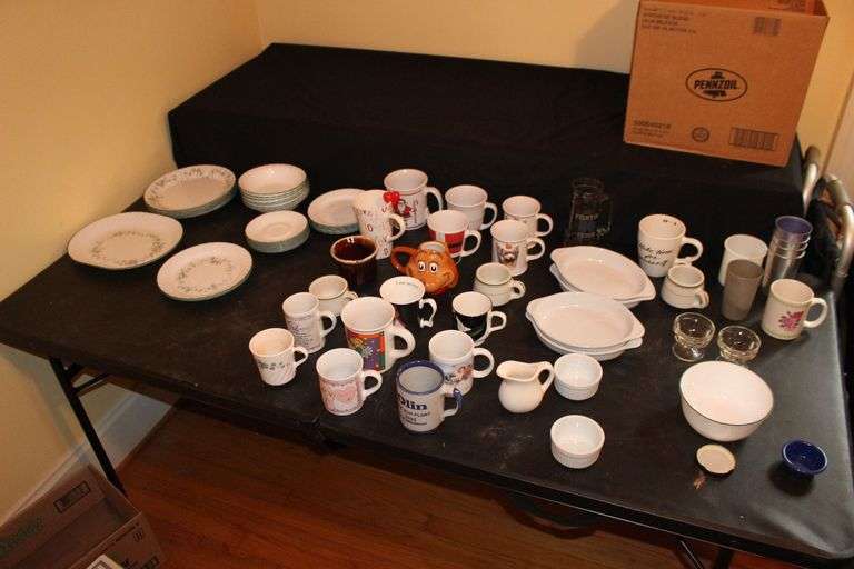 Corelle Plates, Serving Tray, Bowls, Saucers, Coffee Mugs, Baking Dishes, Stainless Cups, and Dessert Dishes image