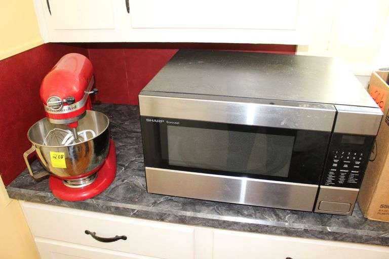 Sharp Carousel Microwave and Kitchen Aid Mixer and Attachments image