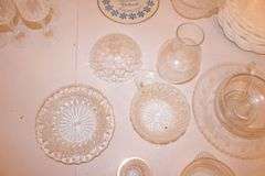 Glass Snack Plate and Cup, Candy Dishes, Milk Glass Serving Plates, Trivets, Lightbulbs, and Misc. Glassware