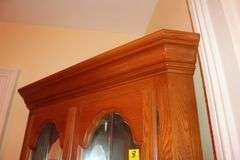 Oak Corner Glass Shelf China Cabinet