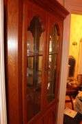 Oak Corner Glass Shelf China Cabinet