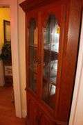 Oak Corner Glass Shelf China Cabinet