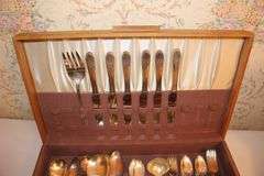 WM Rogers Silver Plate and Ranmaru Gold Tone Silverware and (3) Silverware Cases