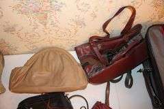Ciao! Garment Bag, Samsonite Suitcase, Hand Bag, Dooney and Bourke Purse, Kentucky Derby Hats, and Misc.