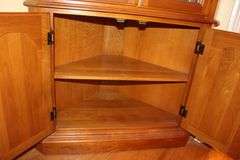 Oak Corner Glass Shelf China Cabinet