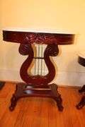 Marble Top Harp Coffee Table and Marble Top Harp End Table