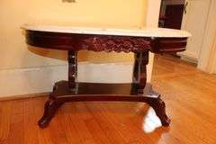 Marble Top Harp Coffee Table and Marble Top Harp End Table