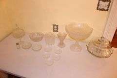 Cake Plate, Glass Coasters, Candy Dishes, Serving Bowl, and Misc. Glassware