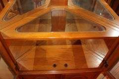 Oak Corner Glass Shelf China Cabinet
