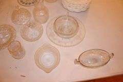 Glass Snack Plate and Cup, Candy Dishes, Milk Glass Serving Plates, Trivets, Lightbulbs, and Misc. Glassware