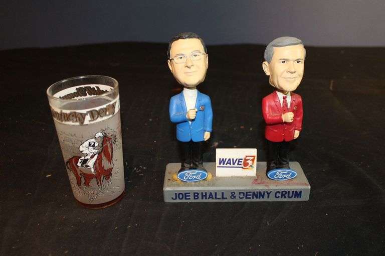 1963 Derby Glass and Wave 3 Joe B. Hall & Denny Crum Bobble Head image