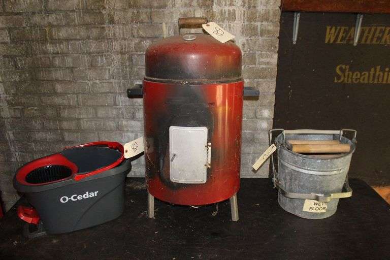 Smoker, Metal Mop Bucket, and O-Cedar Mop Bucket image