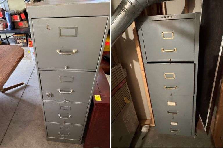 (2) 4-Drawer Metal Filing Cabinets image
