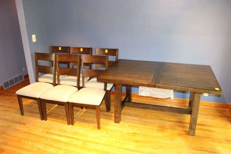 Whalen Furnishings Dining Table, (6) Chairs, and Leaf image