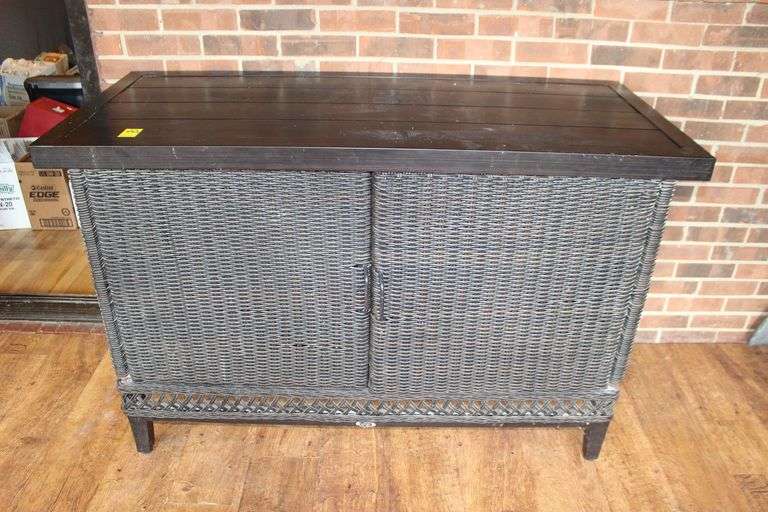 2 Door Metal Top Wicker Cabinet image
