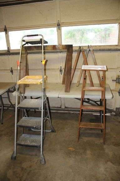 Cosco Step Stool, 4 Ft Step Ladder, Saw Horse, and (2) Sawhorse Legs image