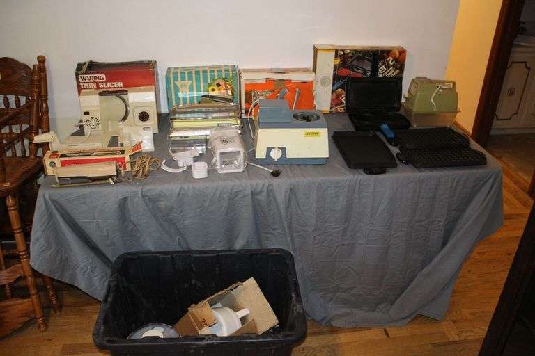 Electric & Manual Slicers, Ice Crushers, Scales, Presto Burger Griddle, Waffle Maker, Electric Knife, and Misc. image
