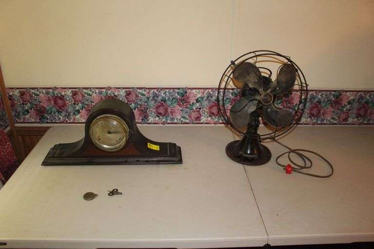 Ingraham Mantle Clock and Emerson Metal Fan image