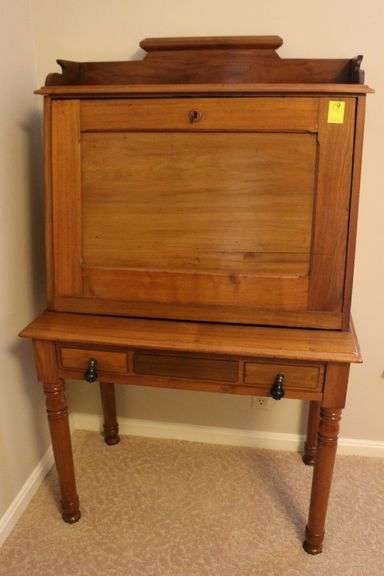 Walnut and Poplar 2-Piece Secretary Desk with Leather Writing Pad image