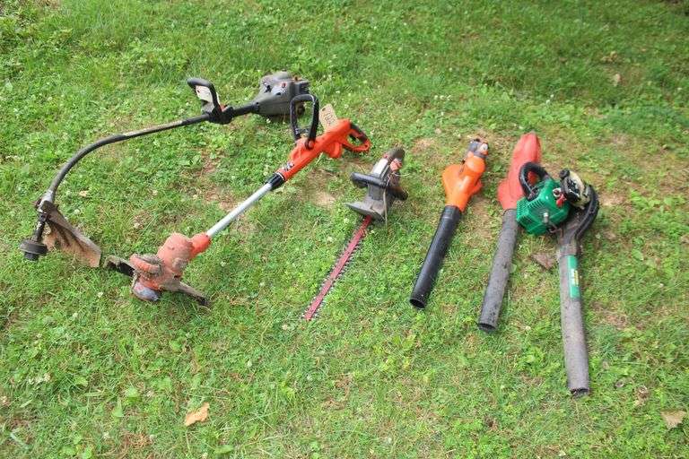 Black and Decker 20V Leaf Blower, Craftsman 18 In Bushwhacker, Black and Decker 18V Leaf Blower, Black and Decker Lawn Edger, Craftsman Gas Powered Lawn Edger, and Weed Eater Gas Powered Leaf Blower image