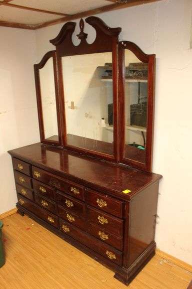 Dresser with Folding Mirror image