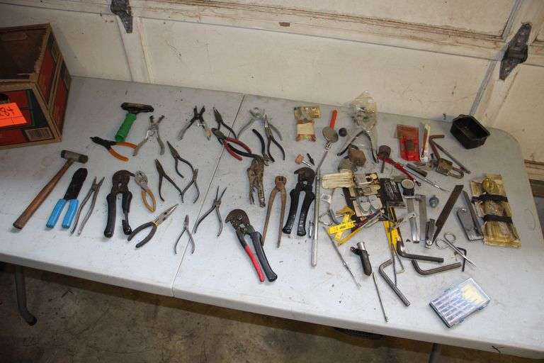 Needle Nose Pliers, Locks with Keys, Electrical Pliers, Mallet, Allen Wrenches, 6 Piece Screwdriver Set, and Misc image