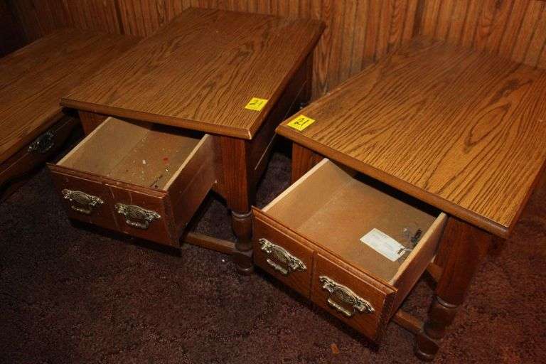 (2) End Tables with Drawer and Coffee Table