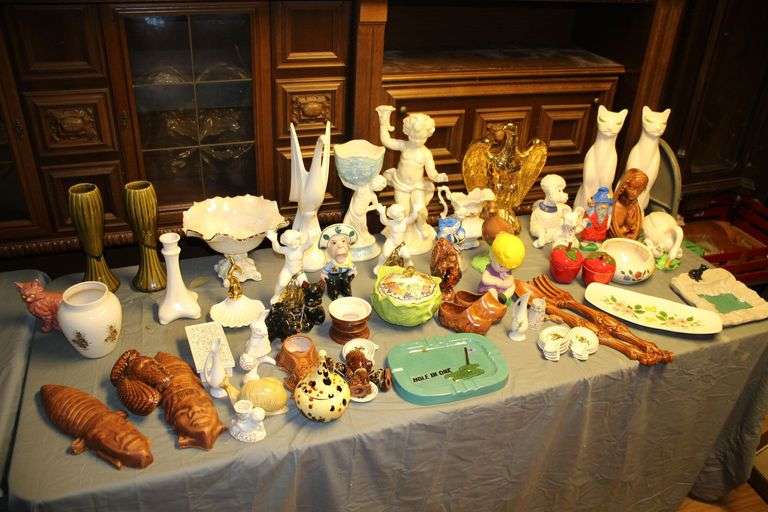 Luminous Bowl, Vases, Ash Trays, Fork and Spoon Decorations, and Misc Figurines image