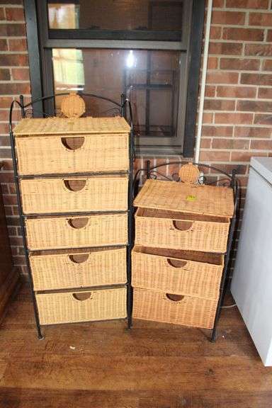 5 Drawer Wicker Basket Shelf and 3 Drawer Wicker Basket Shelf image