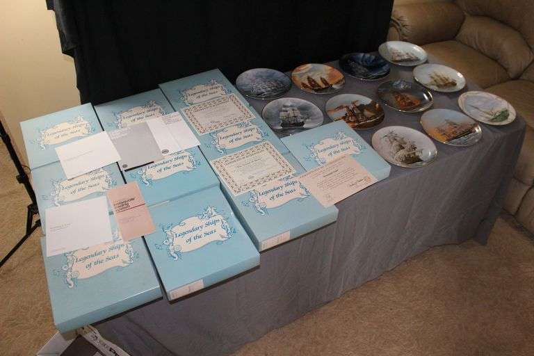 (10) A D'Estrehan Decorative Ship Plates with Boxes image
