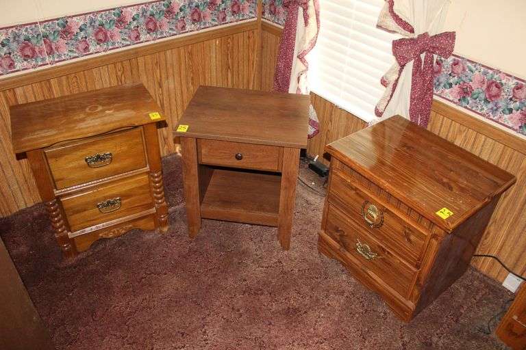 (2) 2-Drawer Night Stands and Single Drawer End Table image
