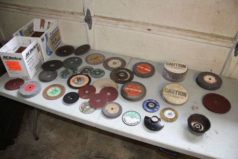 Various Sized Grinding Wheels, Buffer Pad, and Wire Wheels image