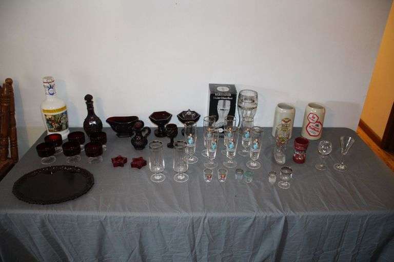 Avon Ruby Red Glass Dishes, Beer Advertising Glasses, Mugs, and Shot Glasses image