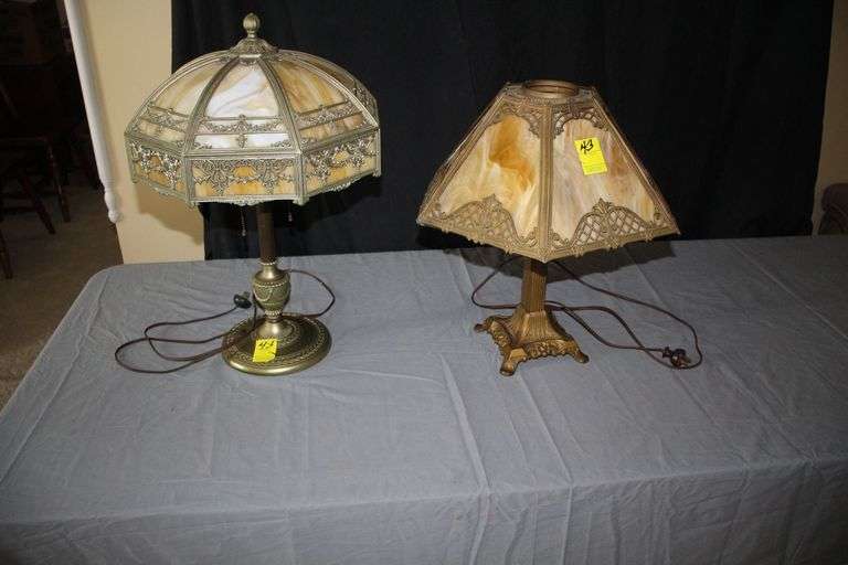 (2) Slag Glass Table Lamps image