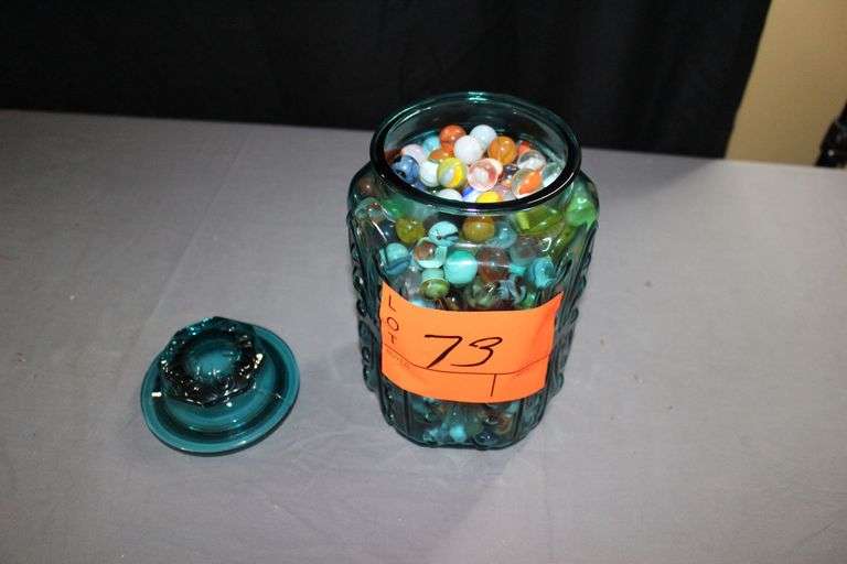 Full Jar of Various Sized Marbles image