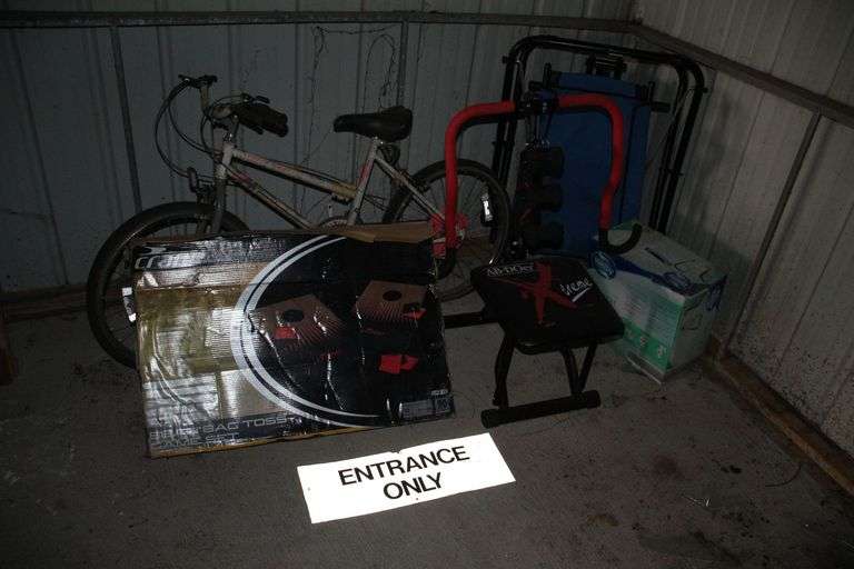 White Heat Bicycle, Bean Bag Toss Boards, AB-Doer Extreme, Ab-Lounger, Entrance Only Sign, and Welby Toilet Seat image