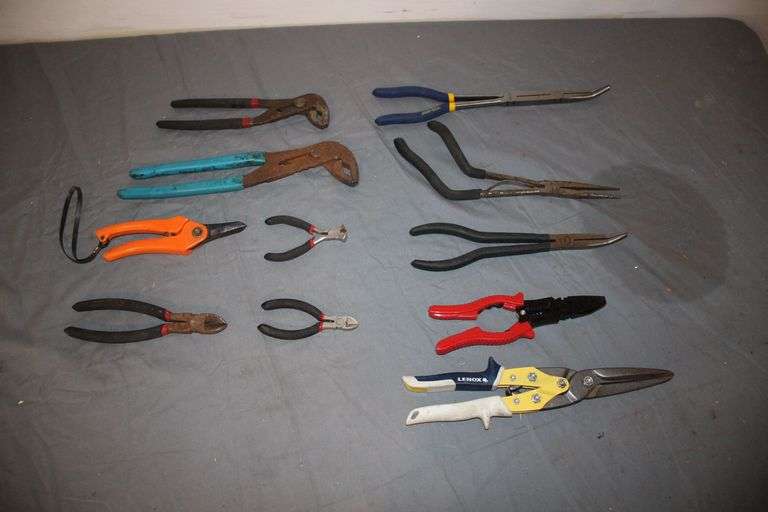Tin Snips, Channellock Side Cutters, Lineman Pliers and Needle Nose Pliers image