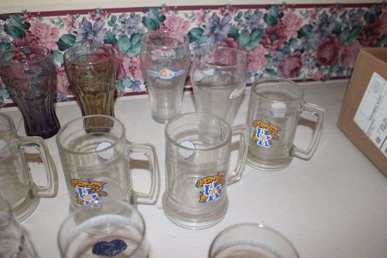 Kentucky Wildcats Glass Mugs, Coca Cola Glasses, and Misc. Glassware