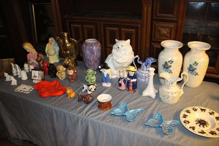 Vases, Cat Figurine, Eagle Statue, Candle Holders, and Misc Figurines image