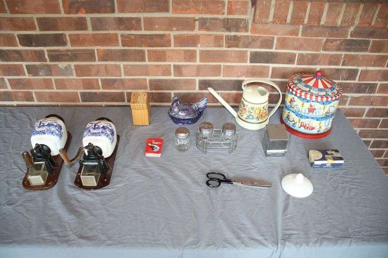 Hen on Nest, Restaurant Salt & Pepper Set and Toothpick Holder, (2) Wall Mounted Grinders, Tins, and Watering Can image