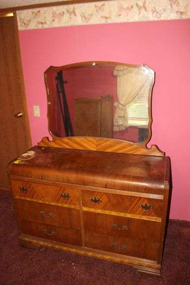 Wooden Dresser with Mirror image